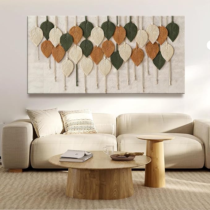 Tsomzxng Large Boho Wall Art For Living Room Modern Wall Art Print Paintings Multicolor Leaves Feather Canvas Wall Art Decor Picture For Bedroom Apartment Kitchen Home Wall Decor 29" W X 58" L-Ruum Studio Home