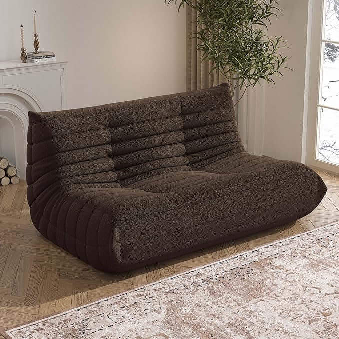 Bean Bag Chair, Loveseat Fireside Chair Bean Bag Sofa Large Bean Bag Chair for Adults, 2 Seater Bean Bag Chairs for Teens with High Density Comfortable Foam, Bean Bag for Living Room, Bedroom(Coffee)-Ruum Studio Home