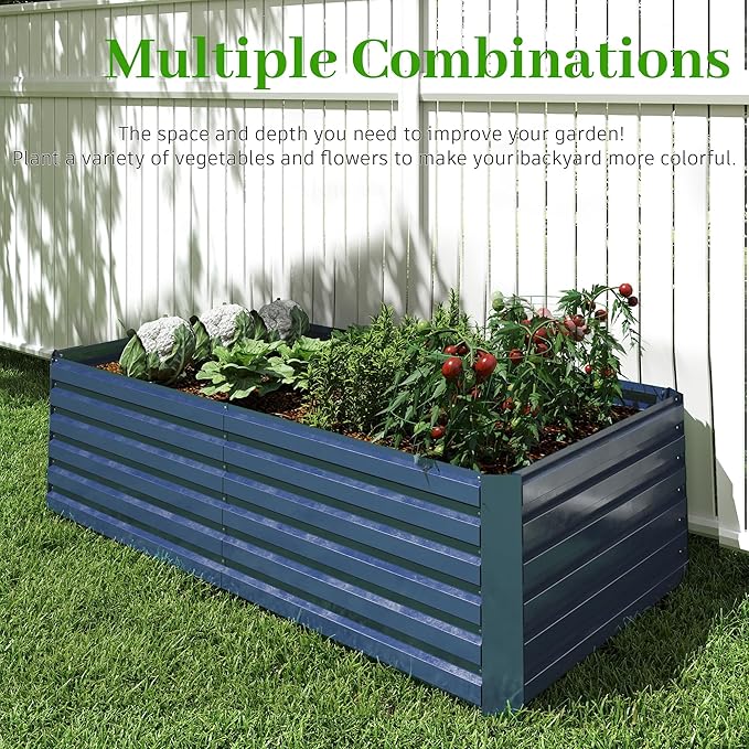6x3x2 ft Raised Garden Bed, Large Metal Planter Raised Beds, Planters for Outdoor Plants for Vegetables, Flowers, Herbs, Fruits, and Succulents.(2 Pcs, Blue)-Ruum Studio Home