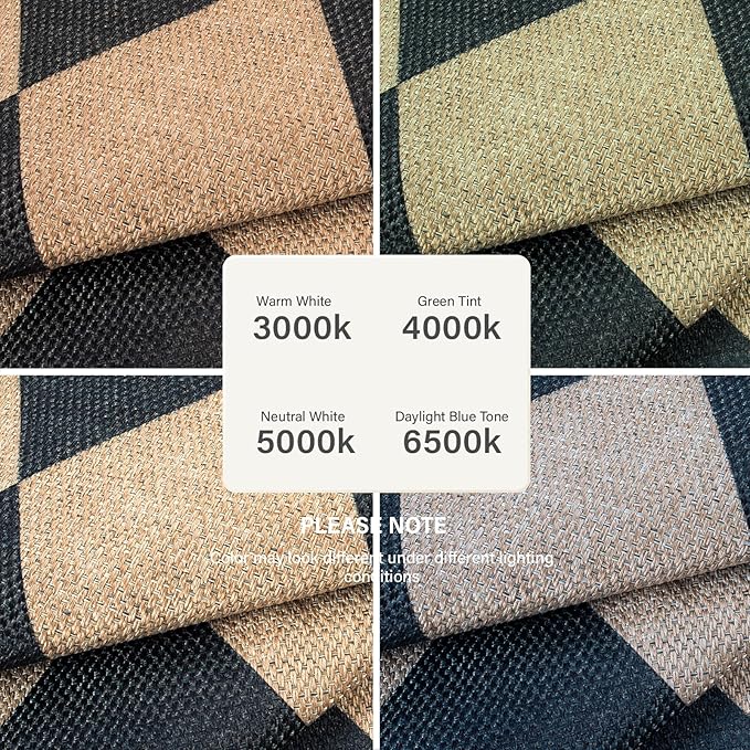 Lahome Checkered Round Rugs 6ft, Washable Easy Jute Circle Patio Rug Indoor Outdoor Rugs for Living Room, Farmhouse Natural Round Area Rug Contemporary Carpet for Entryway Backyard-Ruum Studio Home