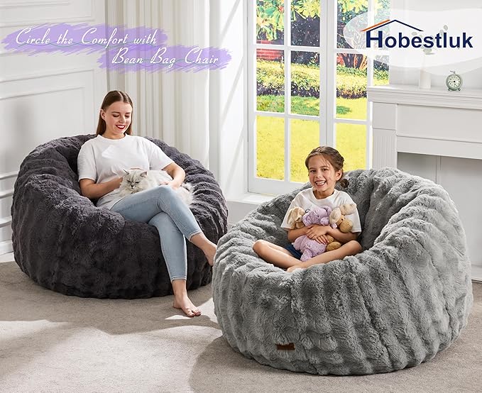 Hobestluk Bean Bag Chair Oversized Bean Bag Chair for Adults Donut-Shaped Large Bean Bag with Spacious Design for Living Room Bedroom or Reading Nook (Bubble Dark Grey)-Ruum Studio Home