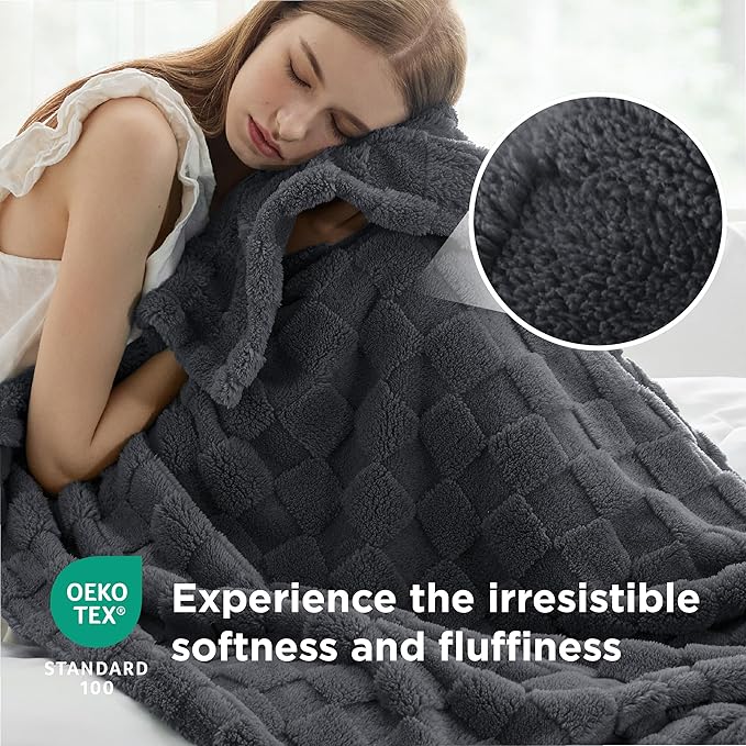 Bedsure GentleSoft Blankets Queen Size for Bed - Super Soft Cozy Blanket for Women Men Girls, Large Fuzzy Fleece Throw for Bedroom Decor, Dark Grey, 90x90 Inches-Ruum Studio Home