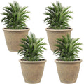 Sunnydaze 24-Inch Anjelica Large Plastic Pot for Plants - Outdoor Polyresin Round Planter with Drillable Drainage Holes - Beige - 4pk-Ruum Studio Home