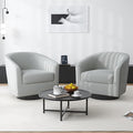 Swivel Barrel Accent Chair, Modern Round Chenille Fabric Arm Chair for Living Room, Bedroom, Comfy Club Reading Chairs for Adults（Chenille Fabric, Light Grey, Set of 2-Ruum Studio Home