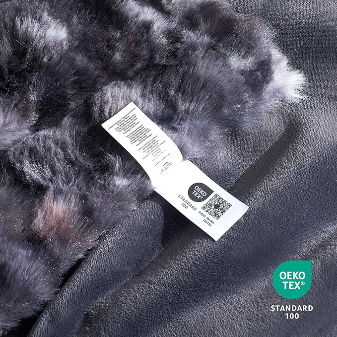 Cozy Bliss Faux Fur Throw Blanket for Couch, Fuzzy Soft Plush Thick Bubble Blanket for Sofa Bedroom Living Room, 90 * 90 Inches Tie Dye Black-Ruum Studio Home