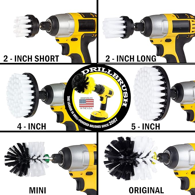 Drill Brush – Ultimate Car Wash Kit - Cleaning Supplies – Car Carpet - Truck Accessories - Wheel Brush - Motorcycle Accessories - Car Mats - Spin Brush - Interior Leather, Vinyl, Upholstery, Fabric-Ruum Studio Home
