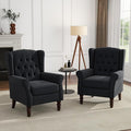 UIXE High Back Accent Chairs Set of 2, Upholstered Armchair in Fabric, Retro Wingback Arm Chair for Living Room, Comfy Single Sofa Bedroom Reading Seat with Solid Wood Legs - Black Blue-Ruum Studio Home