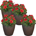 Sunnydaze 24-Inch Anjelica Large Plastic Pot for Plants - Outdoor Polyresin Round Planter with Drillable Drainage Holes - Rust - 4pk-Ruum Studio Home