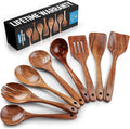 Zulay Kitchen Premium 8-Piece Wooden Spoons - Smooth Finish, Natural Teak Wood, Non-Stick, Handmade-Ruum Studio Home