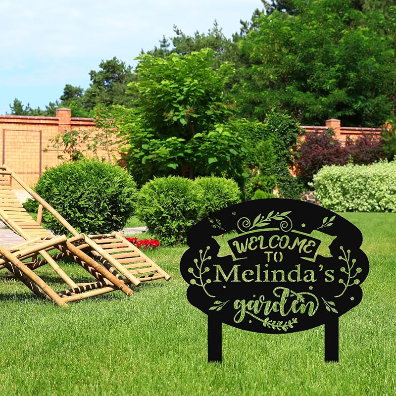 Personalized Metal Garden Sign with Stake, Custom Garden Decor for Outdoor, Custom Family Name Sign, Patio Decorations, Lawn Art, Farmhouse Decorative, Housewarming Gift (CstmDesign10)-Ruum Studio Home