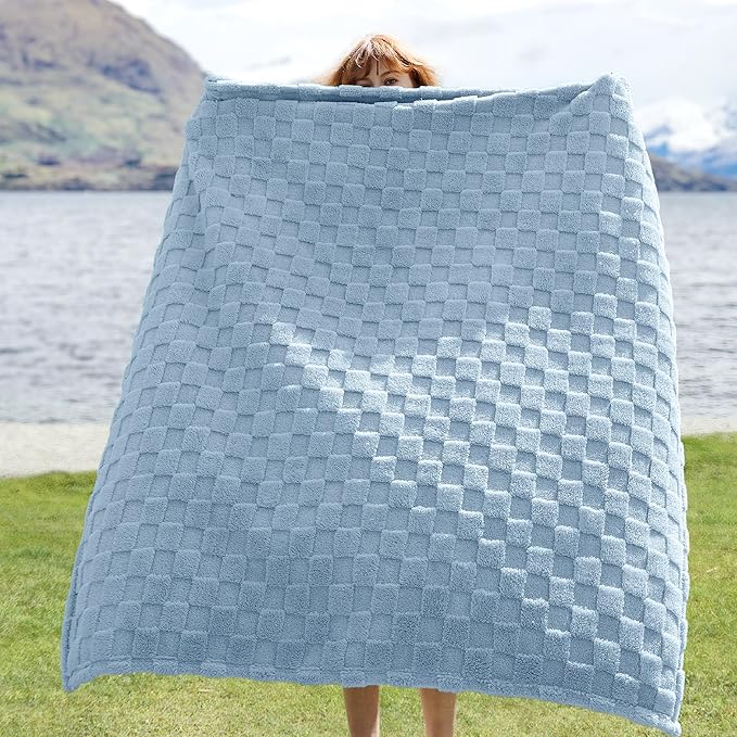 Bedsure GentleSoft Twin Blanket for Bed Light Blue - Super Soft Cozy Blankets for Women Men Girls, Cute Fuzzy Fleece Throws for Bedroom Couch, 60x80 Inches-Ruum Studio Home