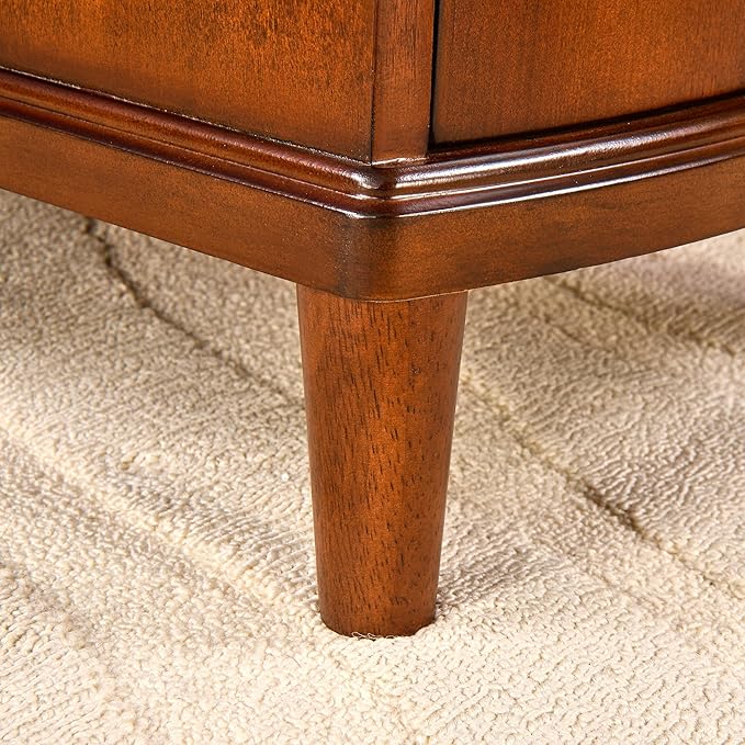 PADMA HOUSE Solid Wood End Table with 3 Drawers, Fully Assembled Nightstand with Sliding Shelf, Pre-Assembled Vintage Wooden Beside Table in Cherry Brown for Small Space,13.4 * 22.4 * 22.6in-Ruum Studio Home