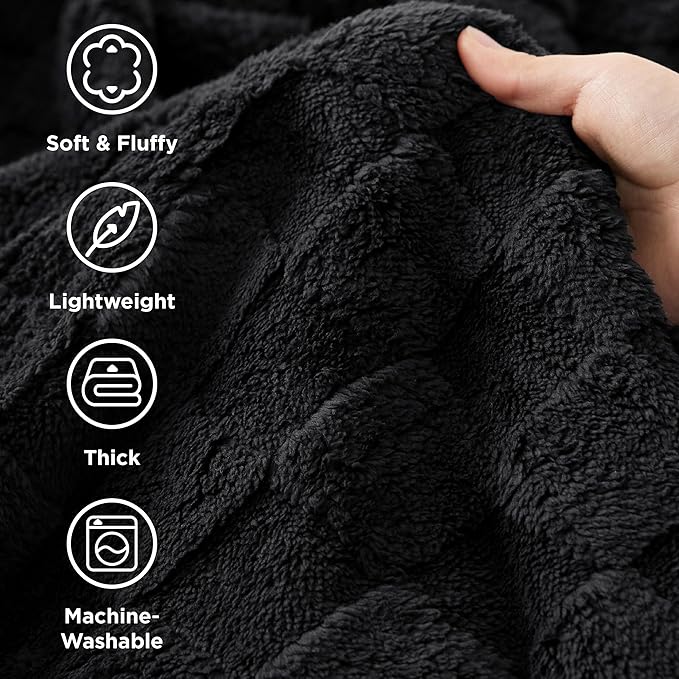 Bedsure GentleSoft Twin Blanket for Bed Black - Super Soft Cozy Blankets for Women Men Girls, Cute Fuzzy Fleece Throws for Bedroom Couch, 60x80 Inches-Ruum Studio Home