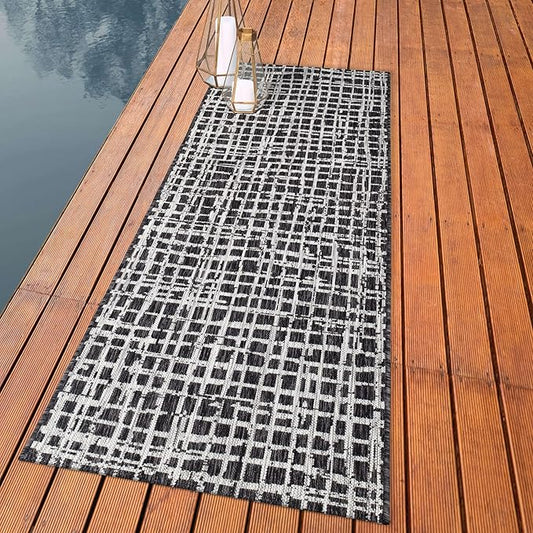 Keen Home Design Outdoor Runner Rug - 2x10 Washable Indoor/Outdoor Rug for Patio, Balcony, Kitchen, Garden, Beach, Deck and Porch. Size: 2'2" x 9'11"-Ruum Studio Home