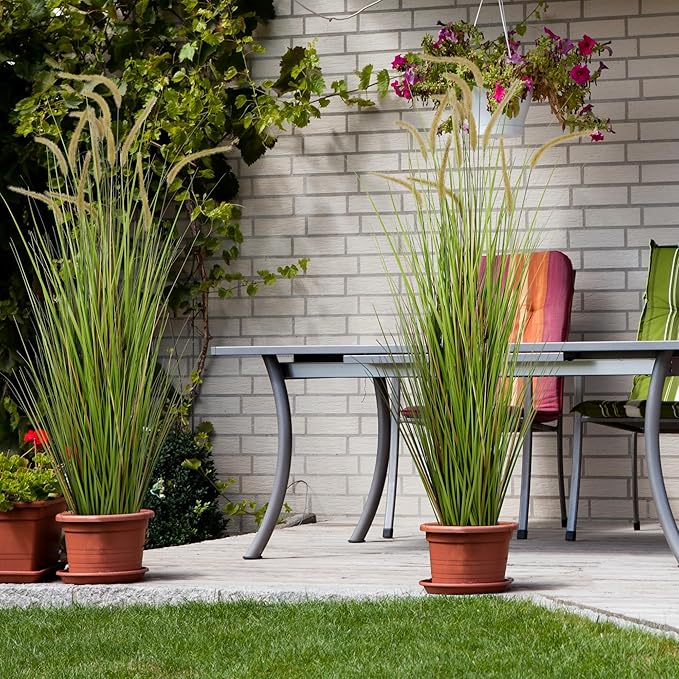 KOL Artificial 5ft 2-Pack Horsetail Reed Grass, 59in Tall Artificial Indoor Outdoor Fake Grass Plant, Home Office Decorative Artificial Plants in Pot Faux Plant Greenery, Wedding Decor Grass-Ruum Studio Home