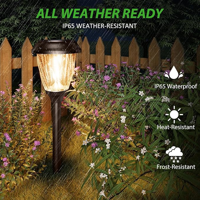 XMCOSY+ Solar Lights Pathway Outdoor - 2 LED Modes 10/25 LM Solar Powered Yard Garden Lighting, Waterproof IP65 Glass Stainless Steel Landscape Lights for Driveway Walkway Sidewalk Decor (Warm White)-Ruum Studio Home