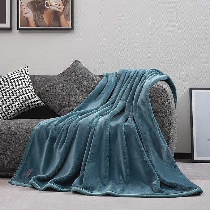 Mellowdy Extra Thick Hearty Plush Flannel Blanket (Deep Turquoise, 60x80) - 500GSM Twin Size Warm Blanket for Winter, Fall | Soft, Fluffy, Cuddly, Perfect for Bed, Oversized Throw for Couch, Sofa-Ruum Studio Home