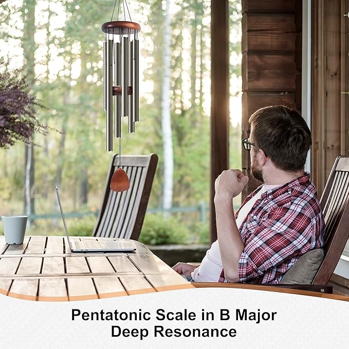 Large Aluminium Wind Chimes 37" Inches to Create a Zen Atmosphere Suitable for Outdoor, Garden, Patio Decoration Wind Chimes with Wind Catcher Suitable as A Gift for Unisex(2 Pack Copper)-Ruum Studio Home