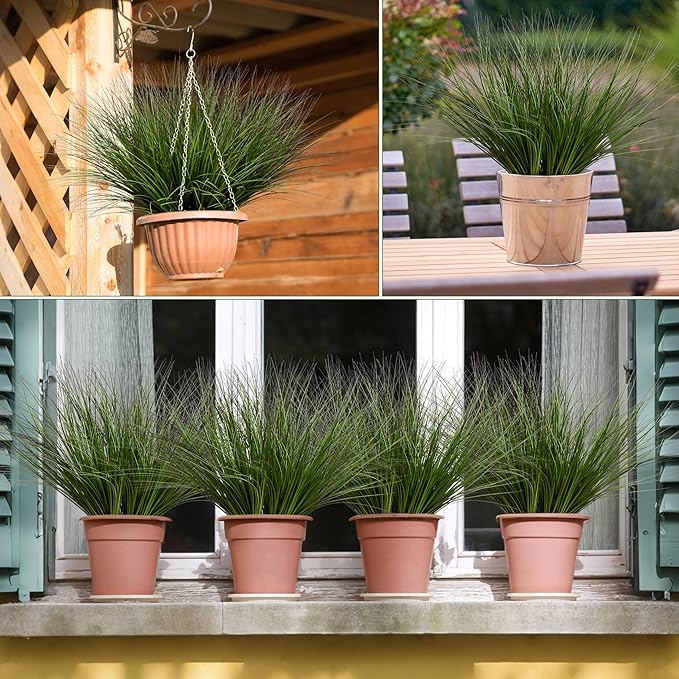 48PCS 17.3" Fake Plants Artificial Wheat Grass Greenery Plastic Plants Fake Grass Artificial Plants for Outdoor Decor Artificial Grass Plant with Greenery Stems for Indoor Home Decoration-Ruum Studio Home