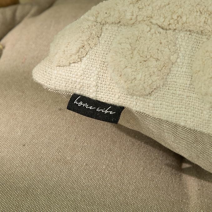 Tufted Boho Pillow Covers 18X18 Inch Throw Pillow Covers Decorative Cushion Cover Exquisitely Crafted with Hand-Finished Tuft Farmhouse Pillow Case for Couch Sofa Bed Living Room Bedroom-Ruum Studio Home