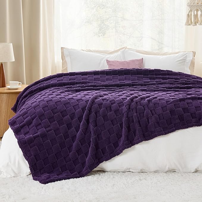 Bedsure GentleSoft Blankets Queen Size for Bed - Super Soft Cozy Blanket for Women Men Girls, Large Fuzzy Fleece Throw for Bedroom Decor, Purple, 90x90 Inches-Ruum Studio Home