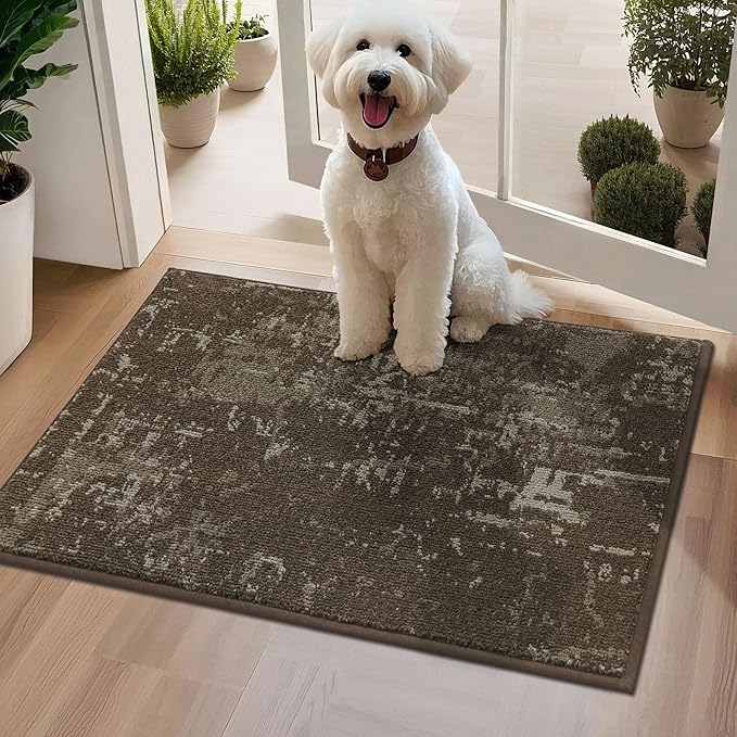 BEQHAUSE Dirt Trapper Door Mat 20"x32" Non-Slip Door Mats Washable Entryway Rugs Stain Resistant Doormat Absorbent Welcome Floor Mat for Front Back Door, Muddy Wet Shoes & Paws,Brown-Ruum Studio Home