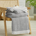 Amélie Home Chenille Waffle Throw Blanket for Couch, Reversible Pineapple Stitch Knit Soft Cozy Knit Blanket Lightweight Warm Decorative Throw for Sofa, Bed, Living Room, 50"x60", Grey&Ivory-Ruum Studio Home
