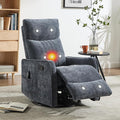 Manual Swivel Rocker Recliner Chair for Adults, Overstuffed Reclining Glider Chair for Nursing with Vibration Massage & Heat, Living Room Rocking Recliner 2-Stage backrest, Chenille Fabric Blue-Ruum Studio Home