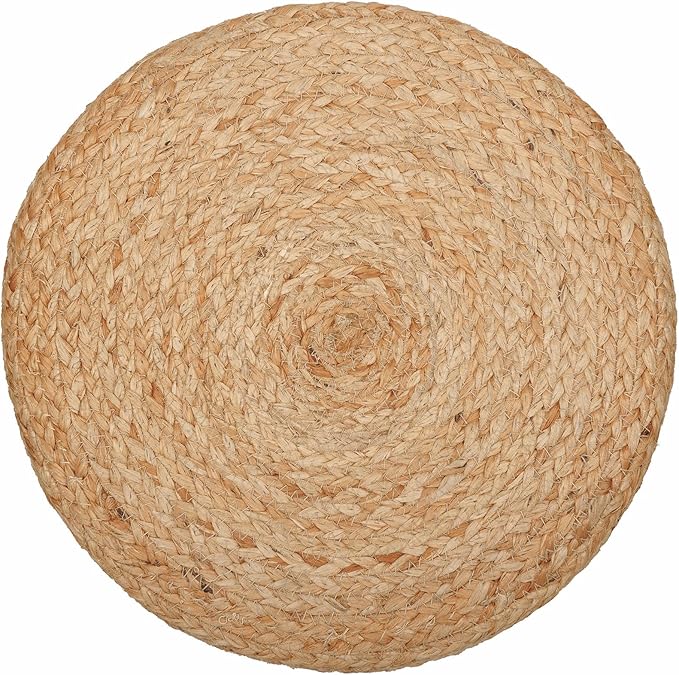 REDEARTH · Cylindrical Pouf Foot Stool Ottoman - Jute Braided Pouffe Poof Accent Sitting Footrest for Living Room, Bedroom, Nursery, Patio, Lounge - Set of 2 (14.5”x14.5”x16”; Natural Gray)-Ruum Studio Home