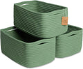 NaturalCozy 13.5”x8.5”x5.5” Rectangle Storage Baskets for Shelves 3 Pack | Cotton Rope Woven Small Baskets for Organizing | Small Storage Bins for Nursery, Bathroom, Closet, Shelf, Decorative-Ruum Studio Home