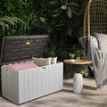 110 Gallon Pro Outdoor Storage Box Waterproof Lockable Deck Box Large, Patio Storage Bin for Pool Accessories Cushion Furniture, Garden Tools, UV-Resistant Outside Delivery, Grayish Brown-Ruum Studio Home
