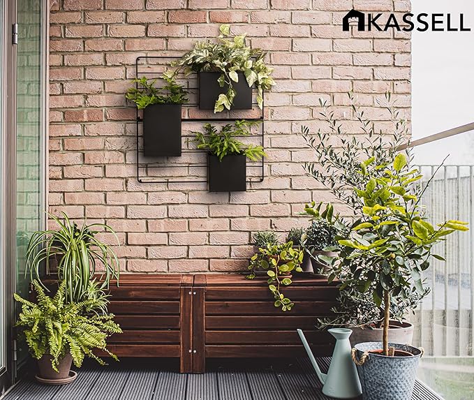 KASSELL Vertical Garden Wall Planter. Wall Mounted for Indoor Outdoor. All Metal Black Vertical Planter with No Assembly Required. Planter for Indoor Plants Flowers, Herbs, Succulents and Plants-Ruum Studio Home
