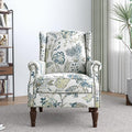Lumibee High Back Accent Chair Set of 2, Armchair in Fabric,Comfy Upholstered Wingback Single Sofa Reading Chairs with Solid Wood Legs for Living Room,Bedroom,Office-Plants Blue-Ruum Studio Home
