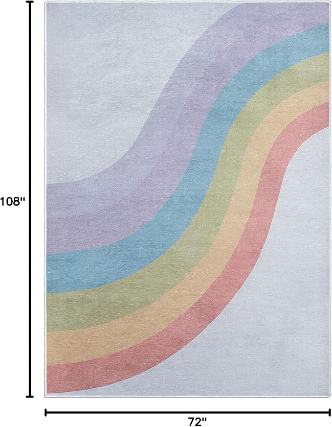 Well Woven Kids Rainbow Rug, 6' x 9', Multi Color-Ruum Studio Home