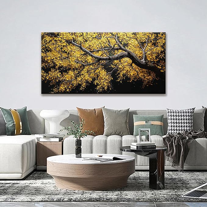 Modern Wall Art Nature Canvas Art Wall Decor Abstract Wall Decor Prints Painting Gold Tree Botanical Abstract Wall Art Picture For Bedroom Living Room Dining Room Home Office Artwork 24"×48"-Ruum Studio Home