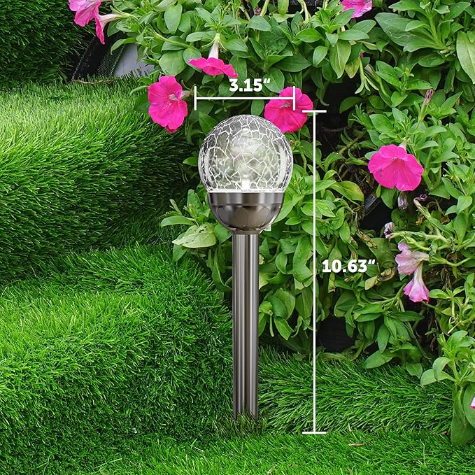 GIGALUMI Solar Outdoor, Cracked Glass Ball Solar Garden Lights, Color Changing Lights Outdoor,Garden LED for Path, Patio, Yard, 3 Pack Pathway-Ruum Studio Home