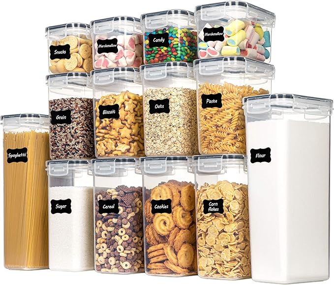 CHEFSTORY Airtight Food Storage Containers Set, 14 PCS Kitchen Storage Containers with Lids for Flour, Sugar and Cereal, Plastic Dry Food Canisters for Pantry Organization and Storage-Ruum Studio Home