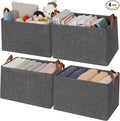 GRANNY SAYS Closet Storage Baskets, Collapsible Fabric Storage Bins with Metal Frame, Clothes Organizer Bins, Extra Large Baskets for Shelves, Dark Gray, 4-Pack-Ruum Studio Home