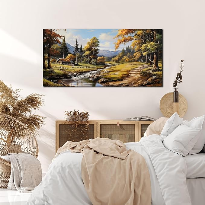 Natural Landscape Wall Art for Living Room Farmhouse Canvas Wall Art Prints Vintage Home Office Decor 20 x 40 Inch-Ruum Studio Home