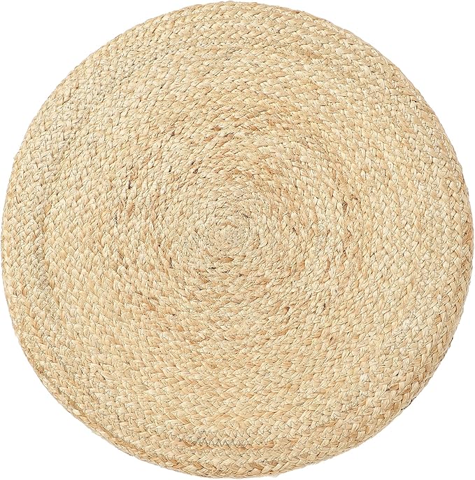 REDEARTH · Cylindrical Pouf Foot Stool Ottoman - Jute Braided Pouffe Poof Accent Sitting Footrest for Living Room, Bedroom, Nursery, Patio, Lounge & Other Rooms (Natural Acorn, 18"x18"x14")-Ruum Studio Home