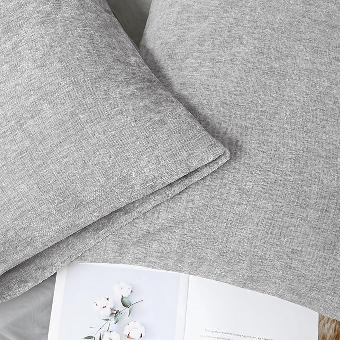 CaliTime Throw Pillow Covers Decorative 20 X 26 Inches Pack of 2 Cozy Chenille Standard Pillow Shams Cases for Couch Sofa Bed Living Room Home Moonbeam Gray-Ruum Studio Home