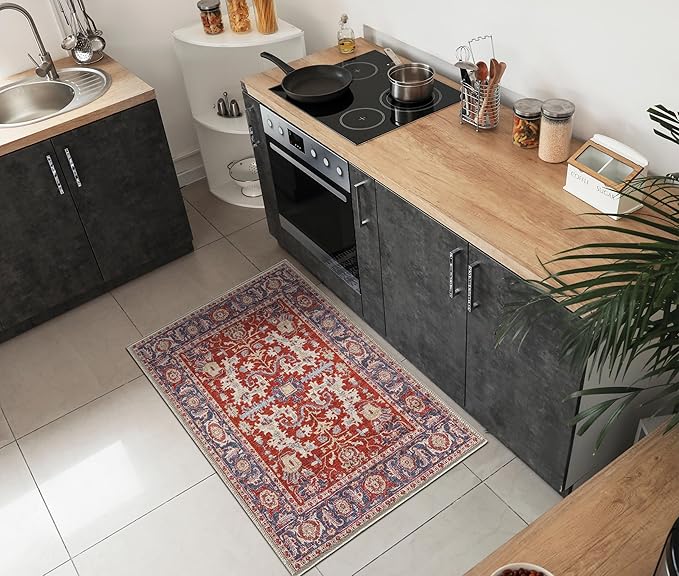 Keen Home Design 2x3 Rug - Machine Washable Entry Rug with Non-Slip Backing, Ideal for Enteryway, Kitchen, Bathroom, Laundry Room - Vintage, Easy Clean, Durable, Low Pile Rug - (2' x 3')-Ruum Studio Home