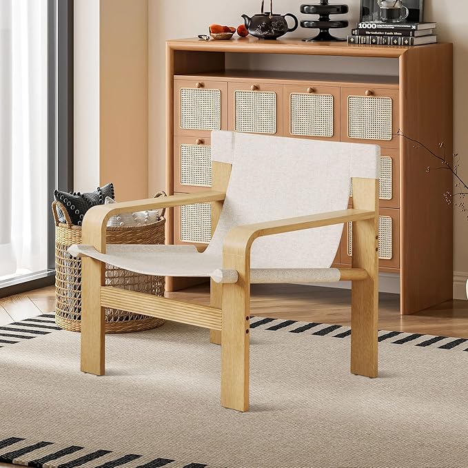 Mid-Century Accent Chair with Wide Armrest & Solid Wood Frame, Detachable and Washable Armchair, Modern Living Room Reading Chairs for Bedroom Sunroom Bedroom Balcony-Ruum Studio Home