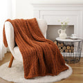Battilo Chunky Knit Throw Blanket, Soft and Thick Chenille Throw Blanket, 50"x60" Handmade Cable Knit Crochet Blanket, Large Rope Knot Throw Blankets for Couch Sofa Bed Home Decor, Caramel-Ruum Studio Home