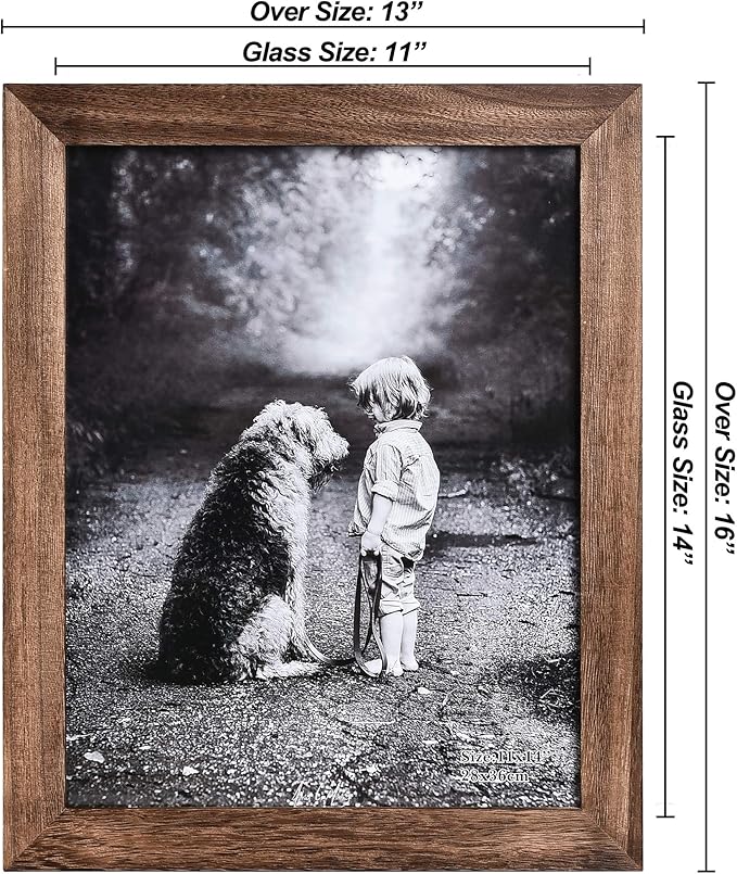 Yaetm-11x14 Picture Frame, Natural Solid Wood Photo Frame Display for Wall Mounting, High Definition Glass Carbonized Black(2 Pack)-Ruum Studio Home
