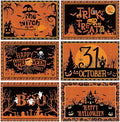 Umigy 6 Pcs Halloween Placemats 12"x18" Gothic Bat Placemats Kitchen Decoration Washable Witch Place Mats Rectangle Skull Table Mats for Halloween Dining Table Accessories(Black Orange Style)-Ruum Studio Home