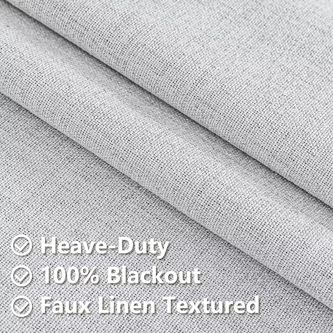 Blackout Curtains 108 Inches Long 2 Panels Set, 100% Black Out Textured Thermal Curtains, Grommet Privacy Light Blocking Drapes for Living Room Bedroom Luxury Deco(52W × 108L inch, Off-White)-Ruum Studio Home