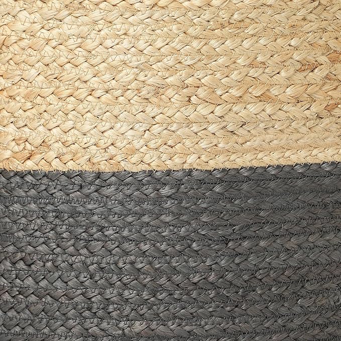REDEARTH · Cylindrical Pouf Foot Stool Ottoman - Jute Braided Pouffe Poof Accent Sitting Footrest for Living Room, Bedroom, Nursery, Patio, Lounge & Other Rooms (Natural Gray, 18"x18"x14")-Ruum Studio Home