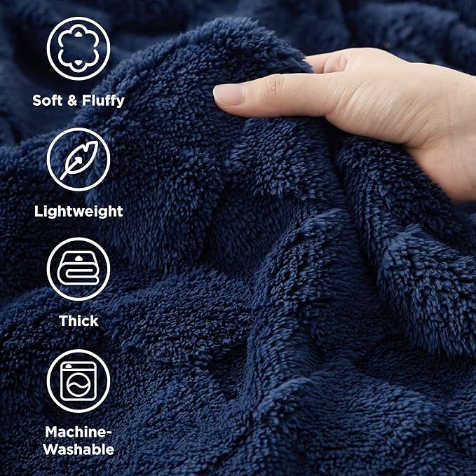 Bedsure GentleSoft Navy Blue Throw Blanket for Couch - Checkered Fleece Blankets Gifts for Women Men Girls, Cute Soft Cozy Throw for Bedroom Home Decor Gifts, 50x60 Inches-Ruum Studio Home