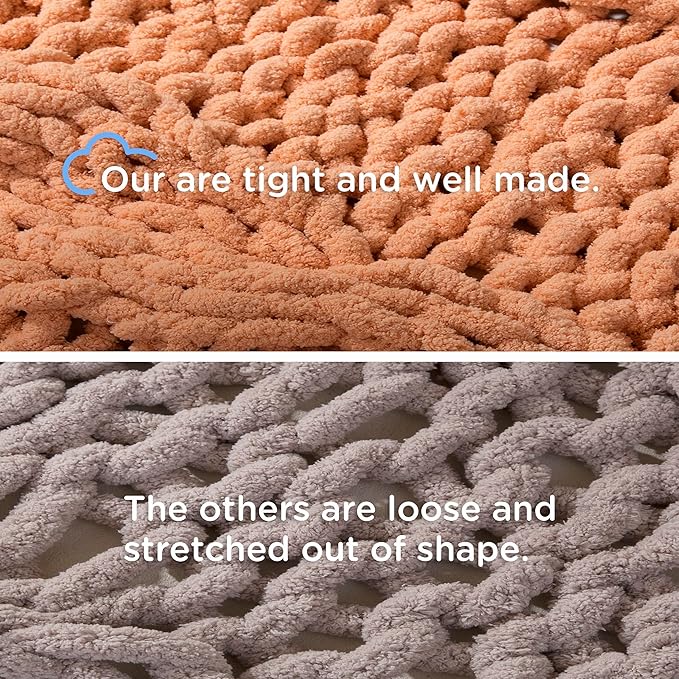 Chunky Knit Blanket Throw - 100% Hand Knitted Chunky Throw Blanket for Couch, Thick and Warm Blanket for Winter, Dark Grey, 50x60 Inches-Ruum Studio Home